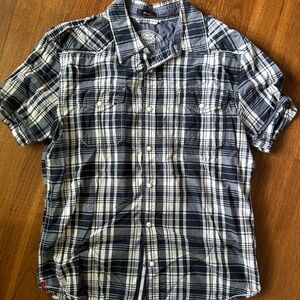 Express Casual Navy and White Button Down Shirt